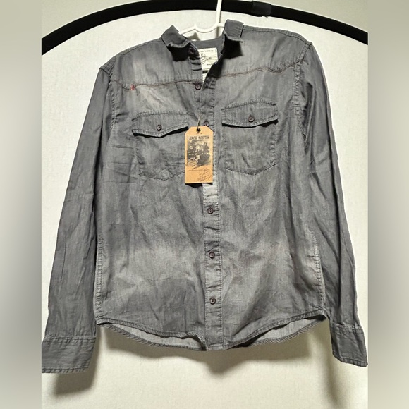 JACK SOUTH London Grey lightweight Denim Button Down Shirt Size M NWT - Picture 1 of 6